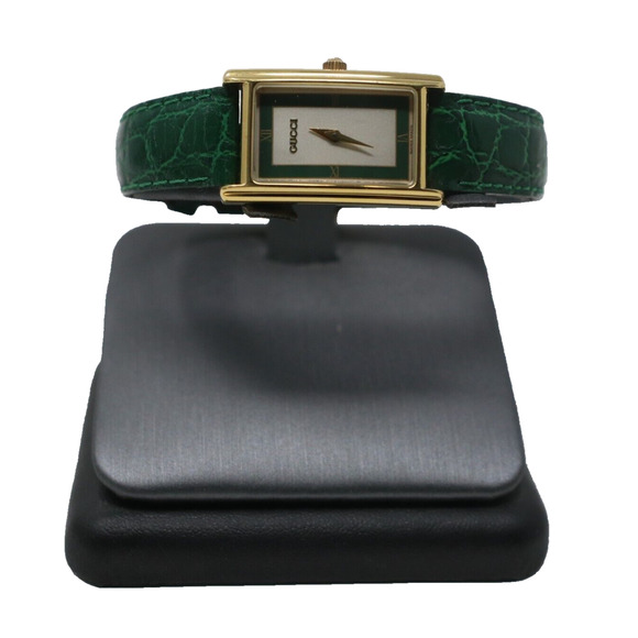 Gucci 2600L Quartz Analog Green Leather Women's Watch Swiss Made GG-A0228P-C025 - Picture 1 of 10